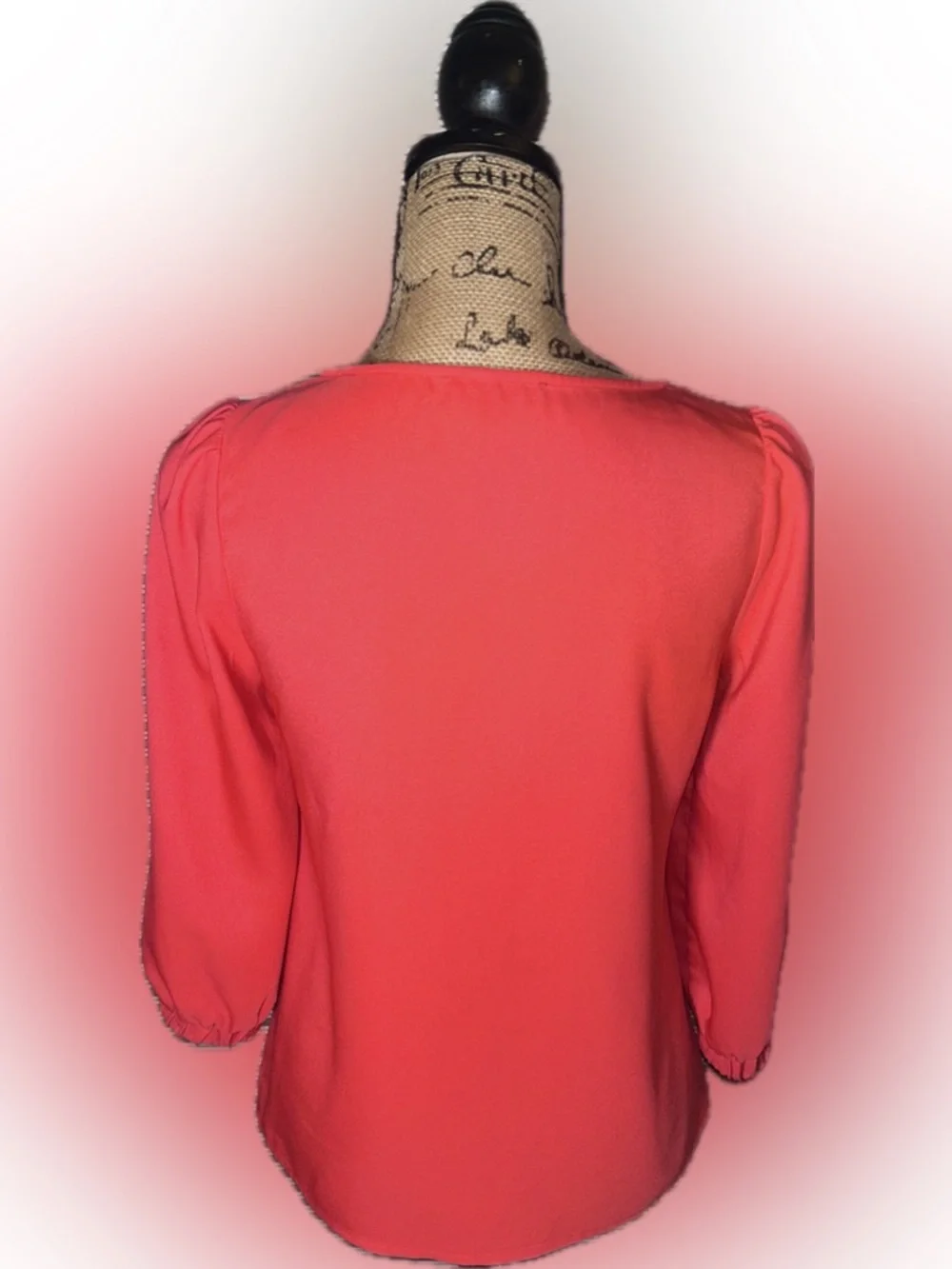 Tuckernuck Hollis Poppy Hot Coral-Red V-Neck Sleek Polished Career Blouse XS